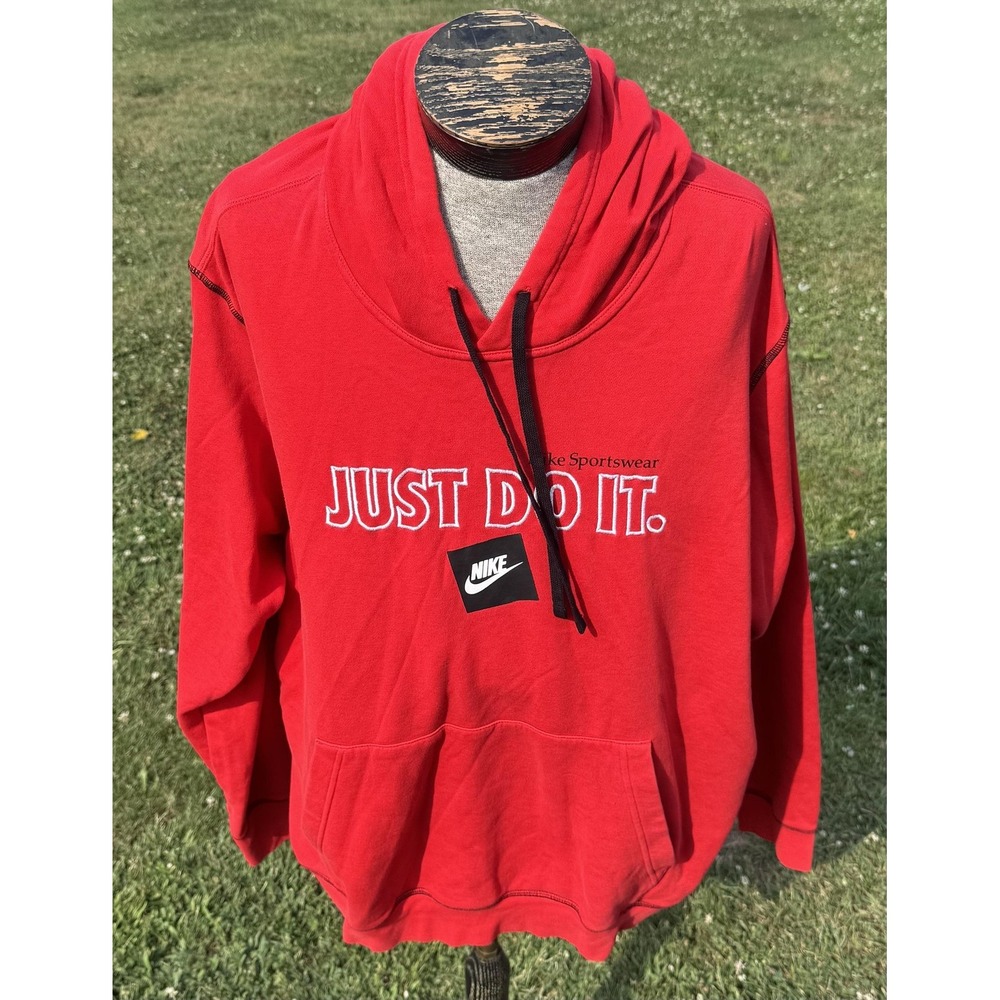 Nike Hoodie Mens 3XLT Red Just Do It. Nike Sportswear Pullover Fleece Graphic